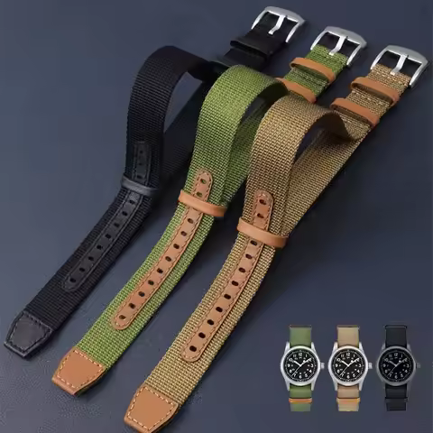 20mm 22mm Canvas Nylon Patch Leather Strap for Rolex Watch Band for Omega Bracelet Soft Belt Smart W
