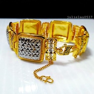 21K KOREAN GOLD WIDE BISCUITS HAND CHAIN