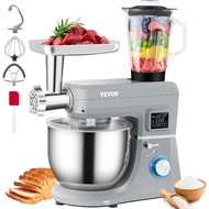 VEVOR Stand Mixer, Multifunctional Electric Mixer with 6 Speeds LCD Screen Timing, 7.4 Qt Stainless 
