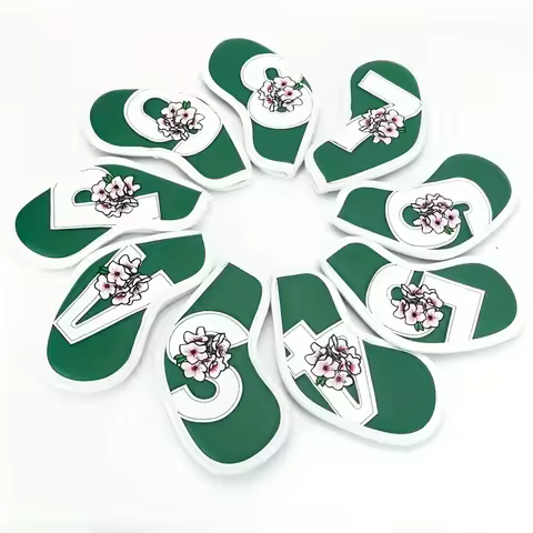 9pcs Flower Pattern Golf Club Iron Head Covers, Durable Dust-proof Club Protector