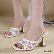 High-Heeled Shoes Matte Leather Mesh Straps 3 Inches High Model z6-5695