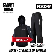 FOXDRY 07 Single Zip Edition Waterproof Raincoat Set With Hoodie (Grey Color)