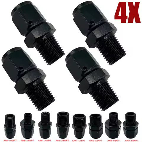 4X AN4 AN6 AN8 To 1/4NPT 1/2NPT 1/8 NPT 3/8NPT Female Flare Swivel To Male Adapter Fitting Union Str
