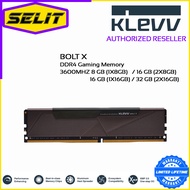 [SELIT TRADING] KLEVV BOLT X DDR4 Memory 3600MHZ RAM 8GB (8GB x1)/ 16GB(16GB x1)/ 16GB (8GB x2)/ 32GB (16GB x2), Limited Lifetime Warranty with Tech Dynamic
