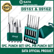 SATA 09161/09162 5Pc. Punch Set/6Pc. Pin Punch Set Pukulan CRV Steel Punch Set Sata Tools
