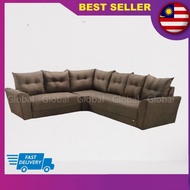 Harga Kilang Percuma 7 Bantal Sofa Kain Coklat 7 Seater