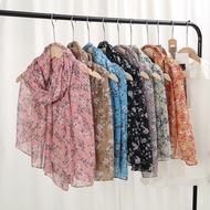 TUDUNG BAWAL PRINTED Bawal Corak Printed Design Cotton Voile Flower Shawl Printed Square Hijab