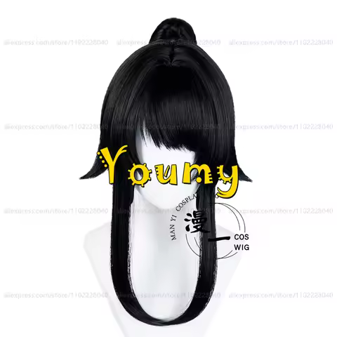 Ayano Aishi Wig with Ponytail Yandere-Chan Black Wig Heat Resistant Synthetic Wigs for Halloween Car