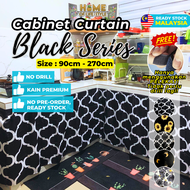 HOLS Black Series Cabinet Curtain Kitchen Skirting Dapur Vecro Langsir Kabinet Hitam Langsir Pendek 