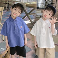 [Grace] (Ready Stock) Summer Boys Short-Sleeved Shirt 2025 New Style Middle Small Children Casual Fa