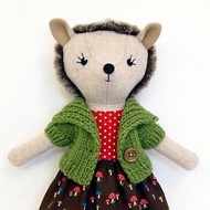 Hedgehog girl, wool plush animal toy, stuffed soft doll