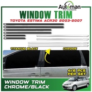Window Trim Lining Toyota Estima ACR30 2003 - 2007 Door Belt Moulding Panel Chrome Black Accessories