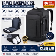 Travel Backpack 35L Beg Laptop 17 Inch Dengan Kompartmen Kasut Anti Air Cabin Bag Multifungsi