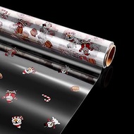 NUOBESTY Christmas Cellophane Wrap Roll, 15 Inch x 98 Ft Santa Claus Pattern Paper Wrapper 2.5 Mil Thick Clear Cellophane Gift Wrap for Christmas Gifts Baskets Arts Crafts