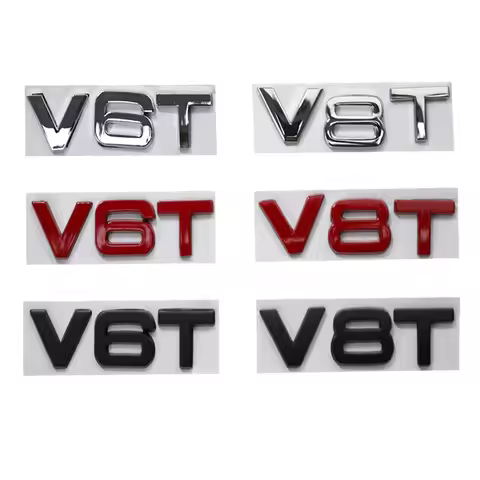 3d Red Black Chrome Metal Letters For Car Fender Trim V8T V6T Logo Audi Emblem Badge Sticker Q5 A6 C