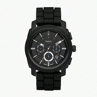 Fossil Machine Chronograph Black Dial Black Silicone Strap Watch For Men FS4487