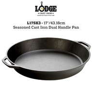 L17SK3 - Lodge Classic Seasoned Cast Iron Dual Handle Pan (17"/43.18cm), Made in Tennessee, USA