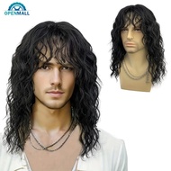 OPENMALL Men's Wig Punk Rock Short Curly Hair Halloween Dress Up Wig Headset Men Cool Personality Wh