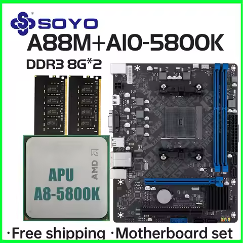 SOYO A88M Motherboard set with A10-5800K CPU DDR3 8G [8GB*1] Computer components Mainboard SATA3 AMD
