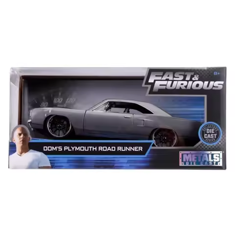 Jada 1:24 Dom’s 1970 Plymouth Road Runner car Diecast toys for boys Metal