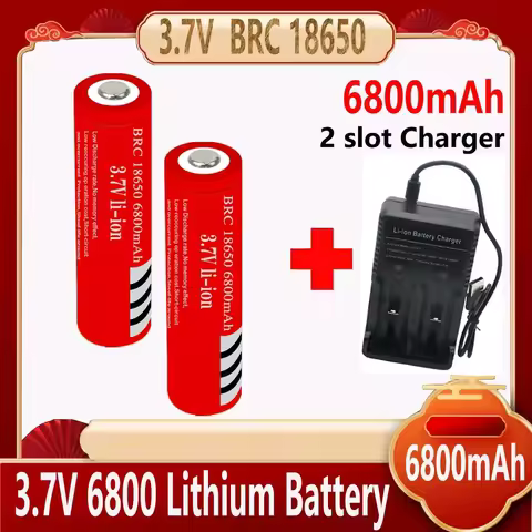 BRC 18650 Rechargeable Battery 3.7V 6800mAh Capacity Li-ion Rechargeable Battery For Flashlight Torc