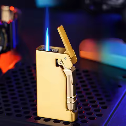 New Special-shaped Windproof Lighter, Side Mechanical Ignition, Alloy Body, Butane Injection Lighter