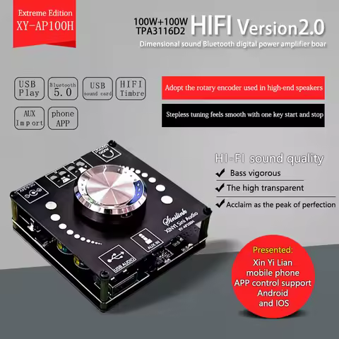 Bluetooth 5.0 TPA3116D2 Digital Power Audio Amplifier board 50WX2 100W*2 Stereo AMP Amplificador Hom