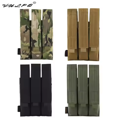VULPO Tactical Rifle Triple Magazine Pouch Modular Molle Triple Mag Pouch Carrier For MP5 MP7 KRISS 