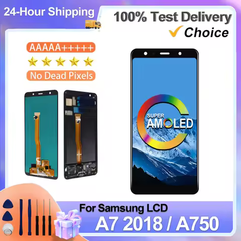 6.0" SUPER AMOLED For Samsung Galaxy A750 LCD Display A7 2018 Touch Screen Digitizer For Samsung A75