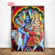 Shiva Parvati Indian Art Hindu God Figure Canvas Painting Religious Poster And Print Wall Picture Fo
