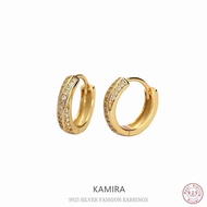 KAMIRA 925 Sterling Silver Single Sided Zircon Hoop Earrings for Women Luxury Fashion Wedding Banque