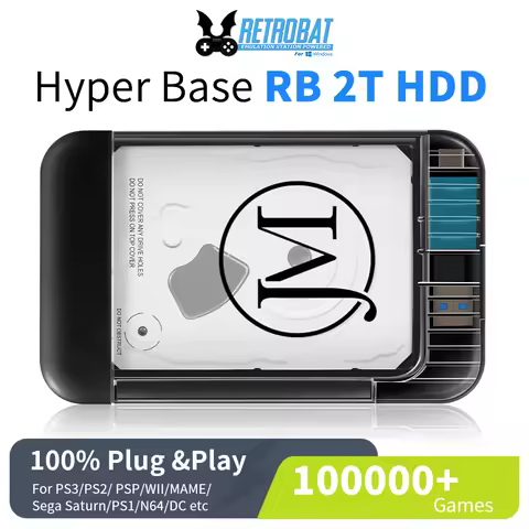 500G/2TB Portable External Gaming HDD with 100000+Games Retrobat Retro Game Console for PS3/PS2/SS/W