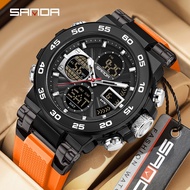 SANDA6312 new luxury multifunctional sports watch dual core 5ATM waterproof military sports men's wa