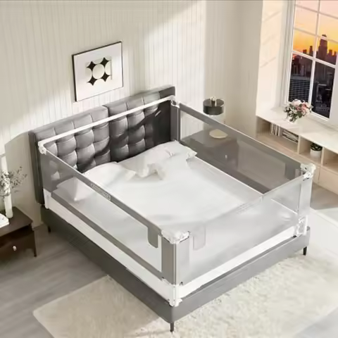 3-Pack Queen Size Bed Rails for Toddlers -Height Adjustable Baby Bed Rail Guard Specially Designed f