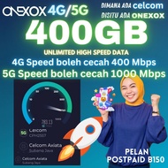400GB ONEXOX CELCOMDIGI LINE GOOD FOR HOTSPOT / PUBG / TIKTOK / YOUTUNE / 5G ON /DOWNLOAD ALL CAN ~
