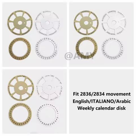 Watch Accessories Compatible with 2836/2834 RLX Font English/Italian/Arabic White Date Wheel Overlay