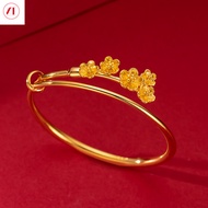 XT Jewellery Korea 24k Peach Flowers Bracelet Bangle Woman 916 Original Gold Plated