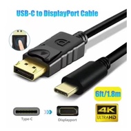 USB 3.1 Type C Display Port Cable USB-C Male to DP 4K HDTV Adapter 6 Feet 1.8Meter