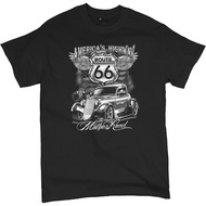 Men's cotton T-shirt Route 66 America's Highway T-Shirt Biker Classic Historic Men's Novelty Shirt