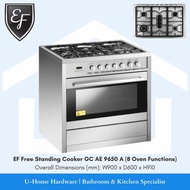 EF Free Standing Cooker GC AE9650 A SS 90cm Range Cooker 5 Burners (Fish Burner) with Cast Iron; 105L Electric Oven (8 Functions)