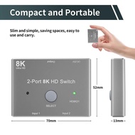 New Bluetooth dual-mode 8K 2X1 HDR HDMI 2.1 Switch Splitter 2 In 1 Out Switcher 8K@60Hz 4K@120Hz 48Gbps Switcher Adapter For PS5 PS4 Xbox Player