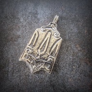 Ukraine neusilber trident necklace pendant,Vintage trident charm,ukrainian charm