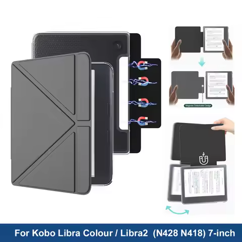 Clear Acrylic Back Coque N428 N418 Funda Case For Kobo Libra Colour SMART Y-Fold Stand Cover For Kob