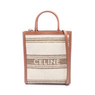 [Pre-owned] Celine CELINE Tote Bag Small Vertical Cabas 2WAY 192082EZ5.18TN NATURAL/ Braun Canvas Le