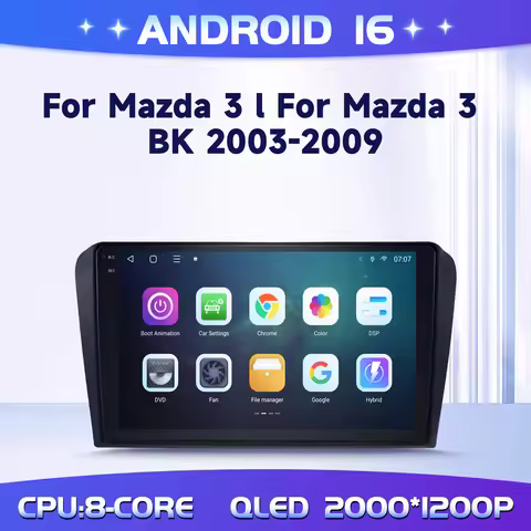 9" Car Multimedia Radio Android 16 System For Mazda 3 BK 2003-2009 4G WIFI Wireless BT Carplay Touch