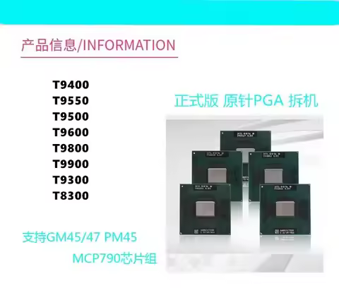 Core 2 Duo T9400 T9550 T9500 T9600 T9800 T9900 T9300 T8300 CPU