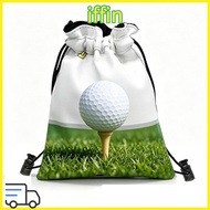 IFFIN Golf Valuables Pouch, PU Leather Waist Pouch Drawstring Golf Tee Bag, Lightweight Portable wit