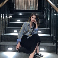 GEBOFU | Designed Glamorous Niche Hong Kong Style Retro Holographic Shimmer Blouse