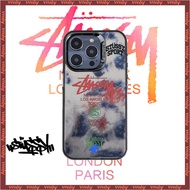 Stusssy Tie-Dye World Tour Label Electroplated Photo Frame Hard Shell Phone Case Suitable For IPhone