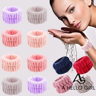 A HELLO GIRL Plush Solid Color Face Wash Wrist Strap Sports Hand Band Band Headband Waterproof Hand Wash Wrist Guard